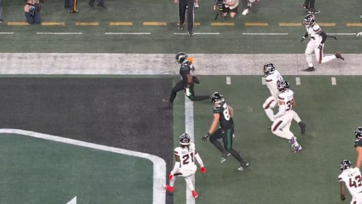 Malachi Corley drops the ball in celebration.