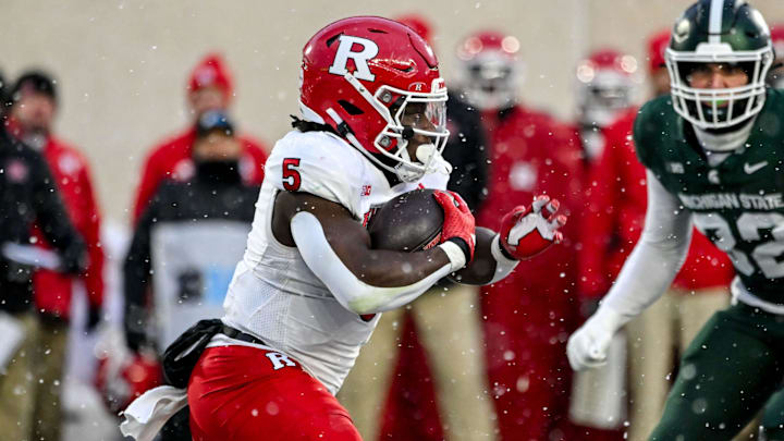 Rutgers' Kyle Monangai runs for a gain against Michigan State during the second quarter on Saturday, Nov. 30, 2024, at Spartan Stadium in East Lansing.