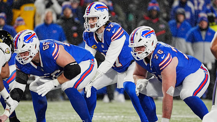 Buffalo Bills quarterback Josh Allen gets ready to take the snap against the Ravens.