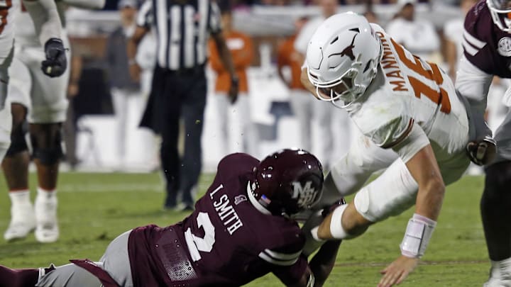 Arch Manning suffered an injury and did not finish out Texas's overtime win over Mississippi State last weekend.
