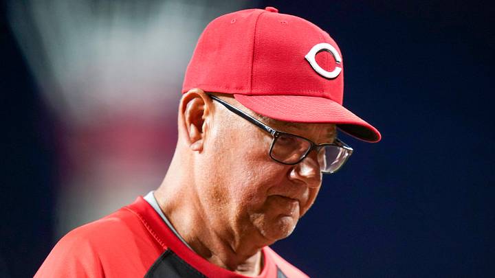 Cincinnati Reds manager Terry Francona (77) walks back to the dugout