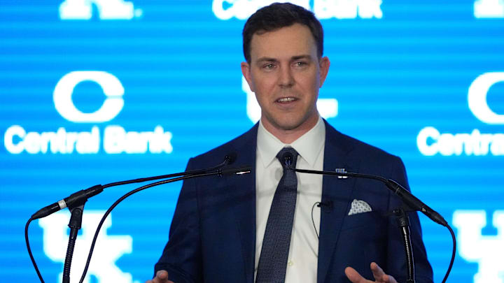 New Kentucky Wildcat head coach Will Stein makes remarks as he is introduced at Kentucky on Wednesday, December 3, 2025 New Kentucky Wildcat head coach Will Stein makes remarks as he is introduced at Kentucky on Wednesday, December 3, 2025