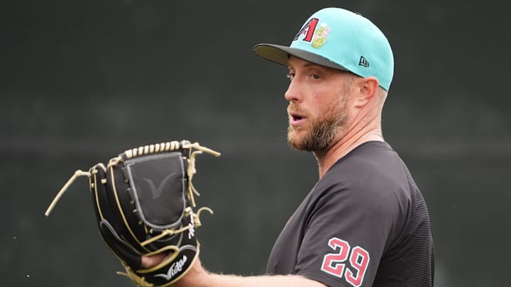 Arizona Diamondbacks pitcher Merrill Kelly during spring training workouts at Salt River Fields on Feb. 13, 2026, Scottsdale.
