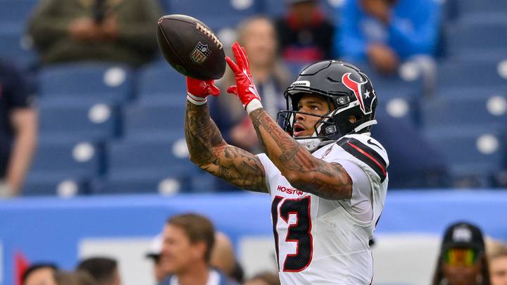 Oct 11, 2026; Nashville, Tennessee, USA; Houston Texans wide receiver Jaylin Noel (13) makes a catch during pre-game warmups against the Tennessee Titans at Nissan Stadium. Mandatory Credit: Steve Roberts-Imagn Images Oct 11, 2026; Nashville, Tennessee, USA; Houston Texans wide receiver Jaylin Noel (13) makes a catch during pre-game warmups against the Tennessee Titans at Nissan Stadium. Mandatory Credit: Steve Roberts-Imagn Images