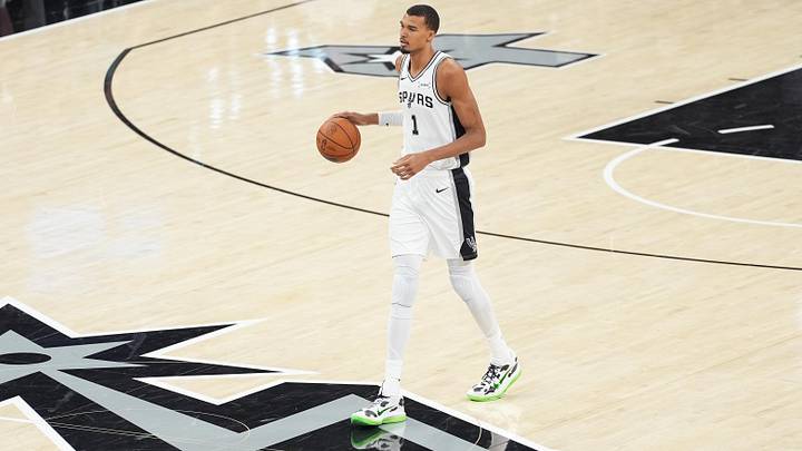 May 24, 2026; San Antonio, Texas, USA; San Antonio Spurs center Victor Wembanyama (1) moves the ball up court May 24, 2026; San Antonio, Texas, USA; San Antonio Spurs center Victor Wembanyama (1) moves the ball up court