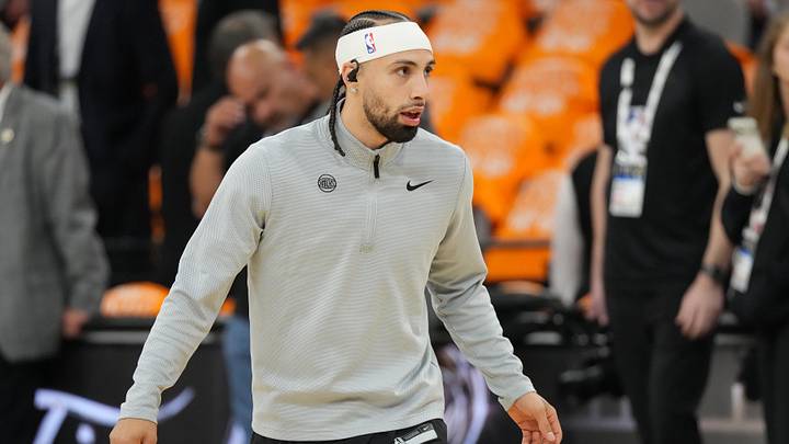 New York Knicks guard Jose Alvarado (5) before game one of the 2026 NBA Finals at Frost Bank Center. Mandatory Credit: Scott Wachter-Imagn Images