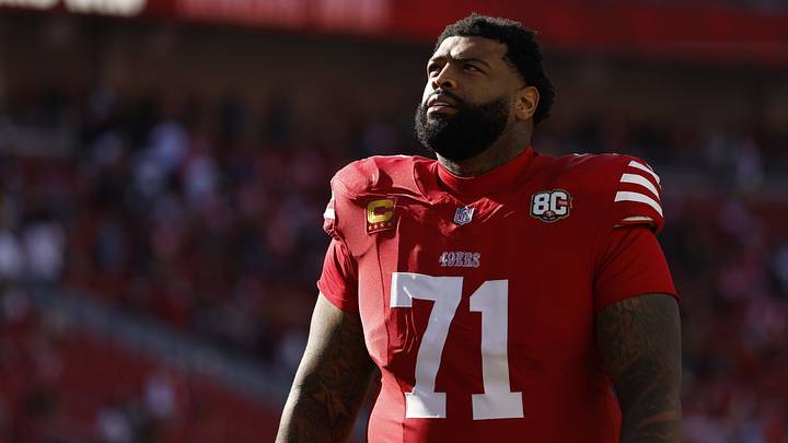 Sep 27, 2026; Santa Clara, California, USA; San Francisco 49ers offensive tackle Trent Williams (71) reacts after the ga. Mandatory Credit: Sergio Estrada-Imagn Images Sep 27, 2026; Santa Clara, California, USA; San Francisco 49ers offensive tackle Trent Williams (71) reacts after the ga. Mandatory Credit: Sergio Estrada-Imagn Images