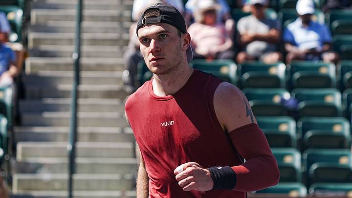 Jack Draper looks toward his team at the BNP Paribas Open in Indian Wells, Calif., March 7, 2026. Jack Draper looks toward his team at the BNP Paribas Open in Indian Wells, Calif., March 7, 2026.