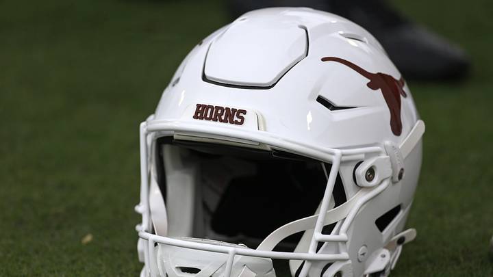 Oct 25, 2025; Starkville, Mississippi, USA; A Texas Longhorns helmet sits on the field prior to the game against the Mississippi State Bulldogs at Davis Wade Stadium at Scott Field. Mandatory Credit: Petre Thomas-Imagn Images Oct 25, 2025; Starkville, Mississippi, USA; A Texas Longhorns helmet sits on the field prior to the game against the Mississippi State Bulldogs at Davis Wade Stadium at Scott Field. Mandatory Credit: Petre Thomas-Imagn Images
