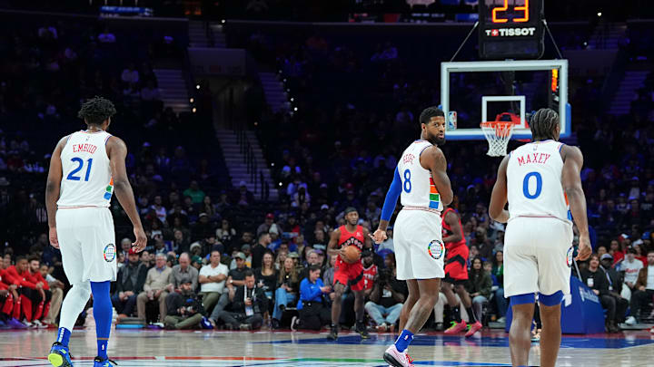 Joel Embiid, Paul George, Tyrese Maxey