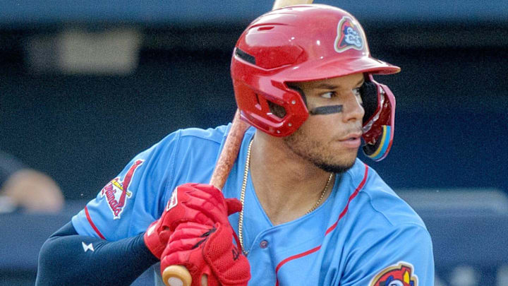 Peoria Chiefs' Joshua Baez bats against the Michigan Whitecaps at Dozer Park in Peoria.