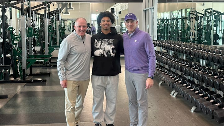 Mason James is shown on a Kansas State recruiting visit.