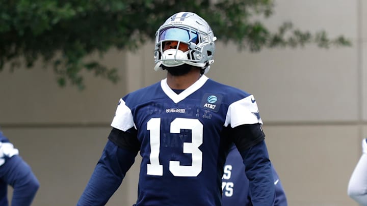 Dallas Cowboys defensive end Dante Fowler goes through a drill during practice at the Ford Center at the Star Training Facility 