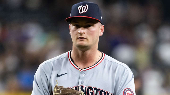 May 30, 2025; Phoenix, Arizona, USA; Washington Nationals pitcher Brad Lord against the Arizona Diamondbacks at Chase Field