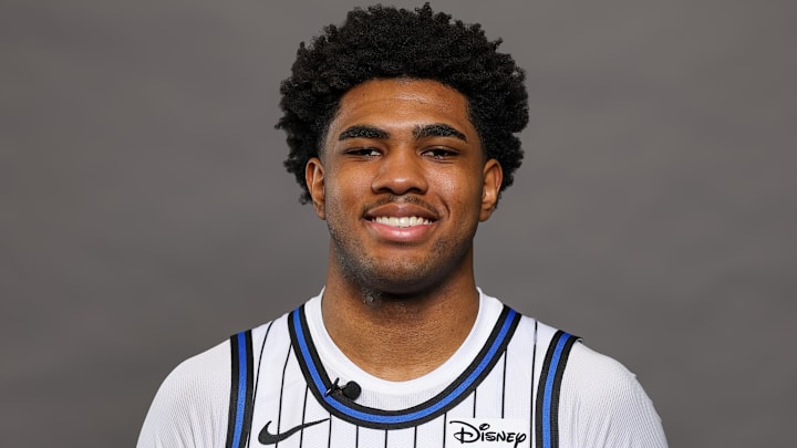 Sep 29, 2025; Orlando, FL, USA; Orlando Magic guard Jase Richardson (11) poses for a picture during Magic-Media Day at AdventHealth Training Center. Mandatory Credit: Mike Watters-Imagn Images