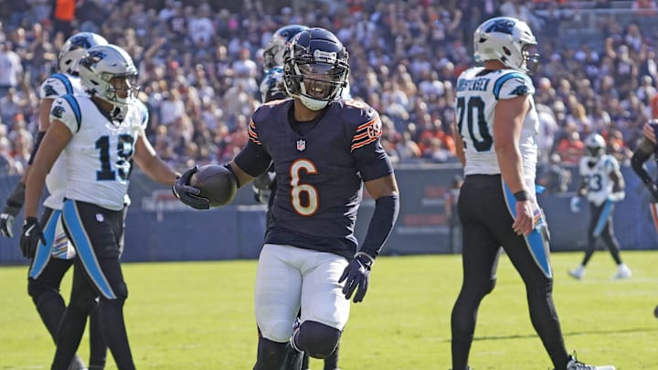 Kyler Gordon comes up with a fumble against Carolina. The Bears defense has feasted on turnovers but can they do this against a Jaguars team with only five turnovers?