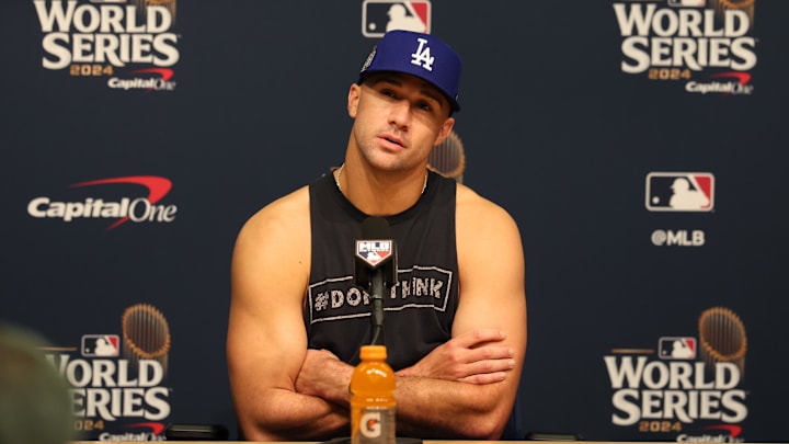 Jack Flaherty speaking to the media. Jack Flaherty speaking to the media.