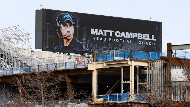 A general view of the scoreboard at Beaver Stadium as Matt Campbell is announced as the Penn State Nittany Lions new head football coach.