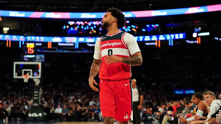 Oct 8, 2026; New York, New York, USA; Washington Wizards forward Justin Champagnie (9) at Madison Square Garden. Mandatory Credit: Alexander Wohl-Imagn Images