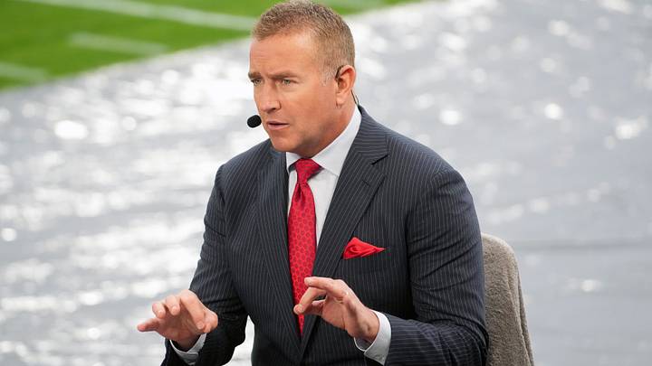 Kirk Herbstreit on the ESPN College Gameday set during the 2026 Rose Bowl. Kirk Herbstreit on the ESPN College Gameday set during the 2026 Rose Bowl.
