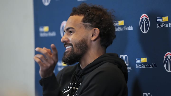 Feb 24, 2026; Atlanta, Georgia, USA; Washington Wizards guard Trae Young (3) meets with the media during his first return to play the Atlanta Hawks at State Farm Arena. Mandatory Credit: Dale Zanine-Imagn Images Feb 24, 2026; Atlanta, Georgia, USA; Washington Wizards guard Trae Young (3) meets with the media during his first return to play the Atlanta Hawks at State Farm Arena. Mandatory Credit: Dale Zanine-Imagn Images
