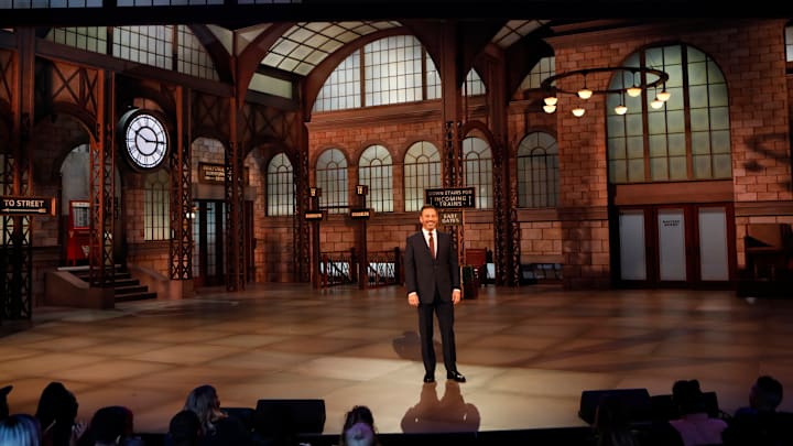 JIMMY KIMMEL LIVE! - "Jimmy Kimmel Live!" airs every weeknight at 11:35 p.m. EDT and features a diverse lineup of guests that include celebrities, athletes, musical acts, comedians and human interest subjects, along with comedy bits and a house band. The guests for Tuesday, October 22, included Benedict Cumberbatch ("The Current War: Director's Cut"), Kelly Ripa, and musical guest David Byrne with Brooklyn Youth Chorus. (ABC/Randy Holmes)
JIMMY KIMMEL