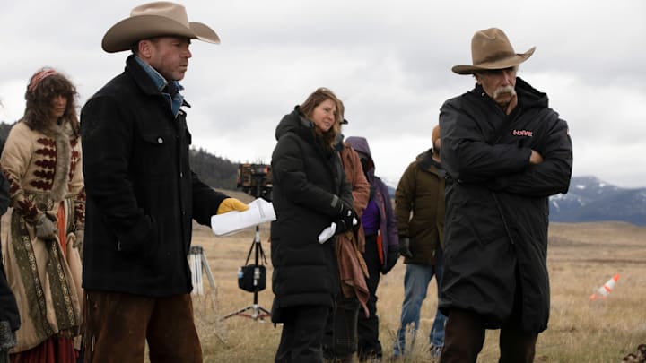 Pictured: Sam Elliott as Shea and Taylor Sheridan of the Paramount+ original series 1883. Photo Cr:
