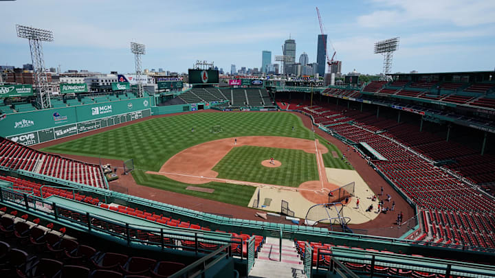 Jul 7, 2020; Boston, Massachusetts, United States; A general view of empty seats at Fenway Park during the Boston Red Sox Summer Camp. Mandatory Credit: David Butler II-Imagn Images Jul 7, 2020; Boston, Massachusetts, United States; A general view of empty seats at Fenway Park during the Boston Red Sox Summer Camp. Mandatory Credit: David Butler II-Imagn Images