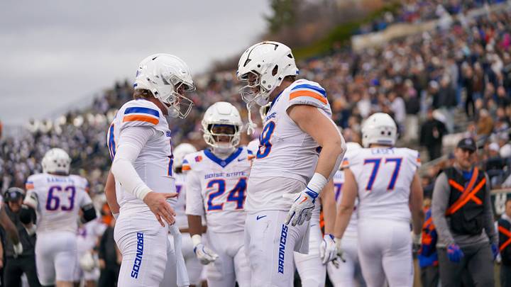 Boise State's Max Cutforth, Matt Wagner (right).