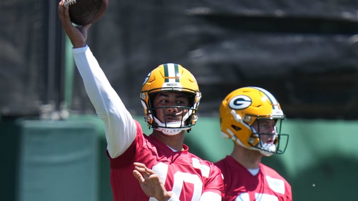 Packers QB Jordan Love at OTAs.