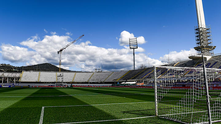 A view the renovation work on the Fiesole curve the stadium...