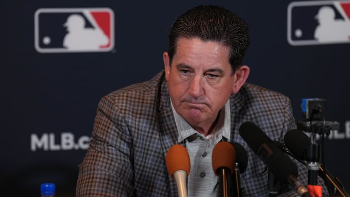 Philadelphia Phillies manager Rob Thomson answers questions at a press conference