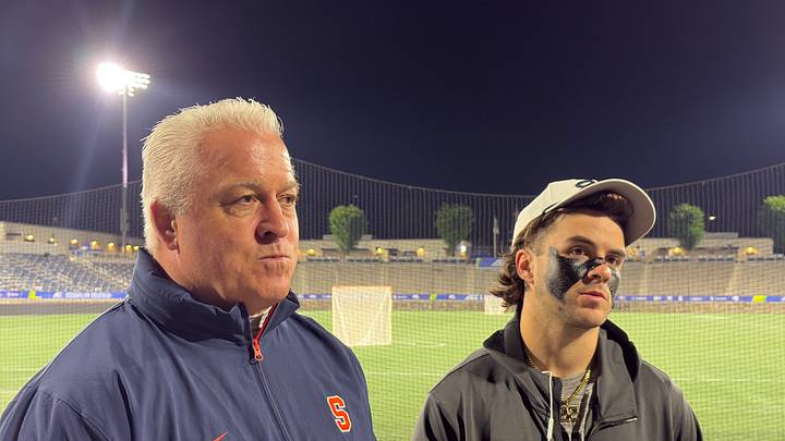 Syracuse coach Gary Gait (l), and Orange star Joey Spallina have been prophetic heading onto the Final Four, as the Orange have taken care of business.