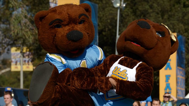 Nov 2, 2013; Pasadena, CA, USA; UCLA Bruins mascots Josie Bruin and Joe Bruin during tailgate festivities before the game against the Colorado Buffaloes at Rose Bowl. Mandatory Credit: Kirby Lee-Imagn Images Nov 2, 2013; Pasadena, CA, USA; UCLA Bruins mascots Josie Bruin and Joe Bruin during tailgate festivities before the game against the Colorado Buffaloes at Rose Bowl. Mandatory Credit: Kirby Lee-Imagn Images