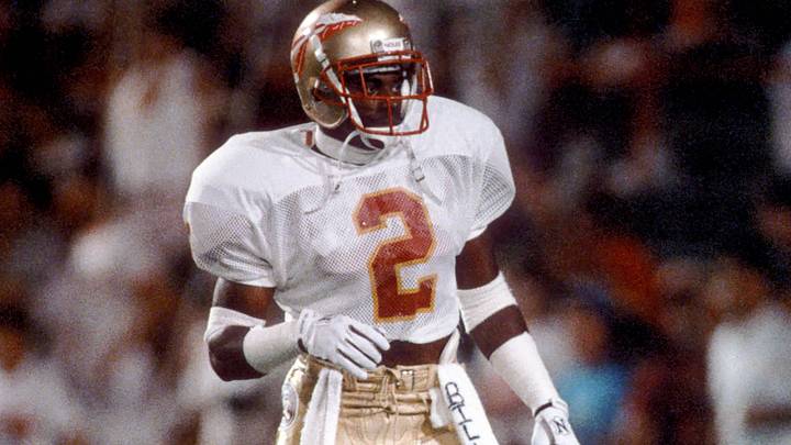Sep 3, 1988; Miami, FL, USA; FILE PHOTO; Florida State Seminoles cornerback Deion Sanders (2) in action against the Miami Hurricanes at the Orange Bowl. Miami defeated Florida State 31-0. Mandatory Credit: USA TODAY Sports