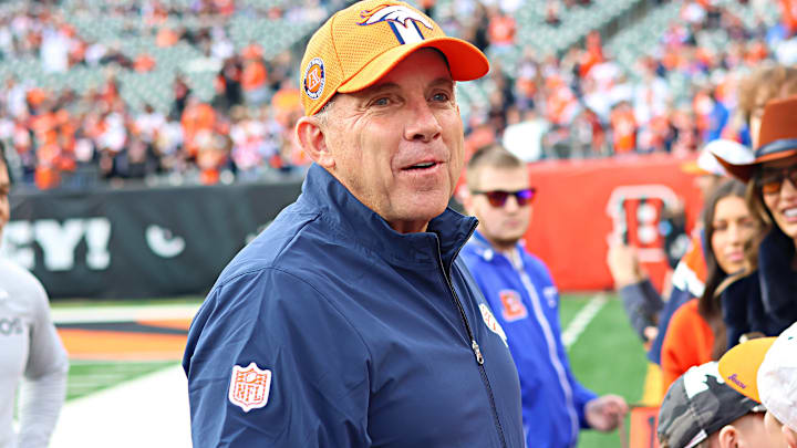 CINCINNATI, OH - DECEMBER 28 - Denver Broncos head coach Sean Payton before a game between the Denver Broncos and the Cincinnati Bengals at Paycor Stadium on Saturday, December 28, 2024. 