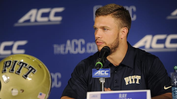 Jul 20, 2014; Greensboro, NC, USA;  Pittsburgh Panthers defensive back Ray Vinopal addresses the media during the ACC football media day at the Grandover Resort. Mandatory Credit: Sam Sharpe-Imagn Images