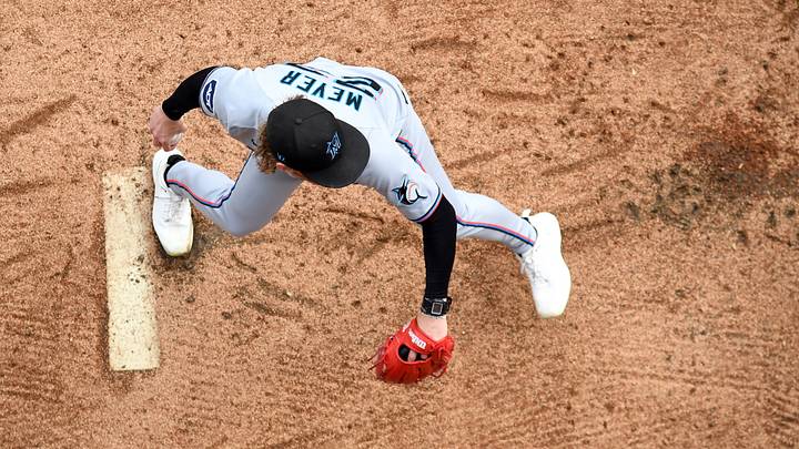 Aerial View of Miami Marlins pitcher Max Meyer Aerial View of Miami Marlins pitcher Max Meyer