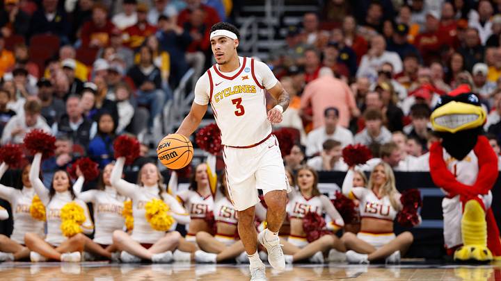 Mar 27, 2026; Chicago, IL, USA; Iowa State Cyclones guard Tamin Lipsey (3) drives the ball in the first half against the Tennessee Volunteers during a Sweet Sixteen game of the Midwest Regional of the men's 2026 NCAA Tournament at United Center. Mandatory Credit: Kamil Krzaczynski-Imagn Images Mar 27, 2026; Chicago, IL, USA; Iowa State Cyclones guard Tamin Lipsey (3) drives the ball in the first half against the Tennessee Volunteers during a Sweet Sixteen game of the Midwest Regional of the men's 2026 NCAA Tournament at United Center. Mandatory Credit: Kamil Krzaczynski-Imagn Images