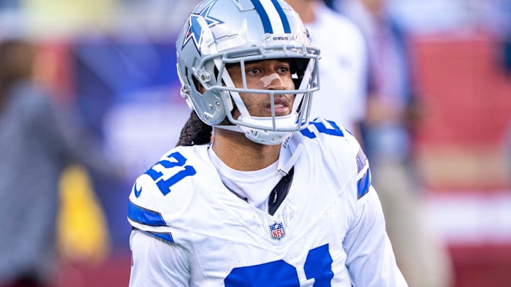Dallas Cowboys cornerback Stephon Gilmore warms up before the game against the San Francisco 49ers at Levi's Stadium.