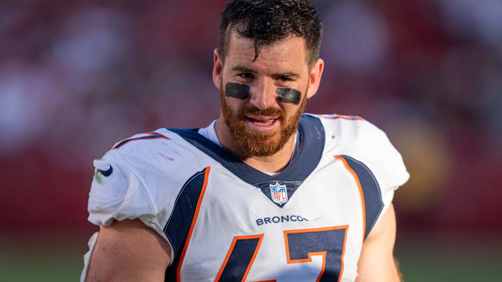 August 19, 2023; Santa Clara, California, USA; Denver Broncos linebacker Josey Jewell (47) during halftime against the San Francisco 49ers at Levi's Stadium. Mandatory Credit: Kyle Terada-Imagn Images August 19, 2023; Santa Clara, California, USA; Denver Broncos linebacker Josey Jewell (47) during halftime against the San Francisco 49ers at Levi's Stadium. Mandatory Credit: Kyle Terada-Imagn Images
