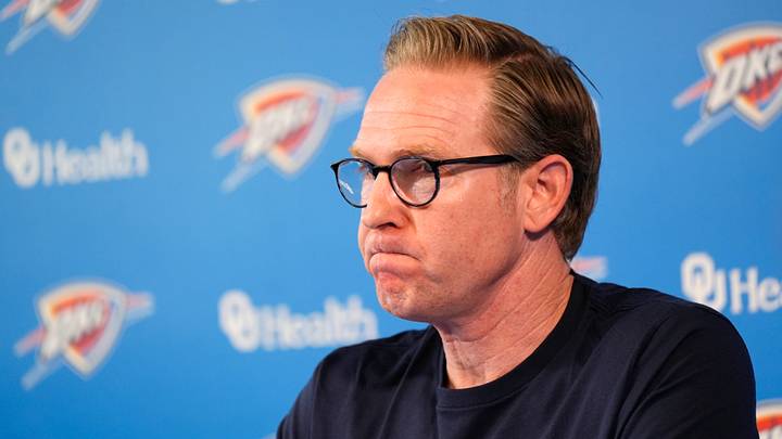 Sam Presti, Thunder General Manager, has his end-of-season media access, Monday, June 8, 2026.