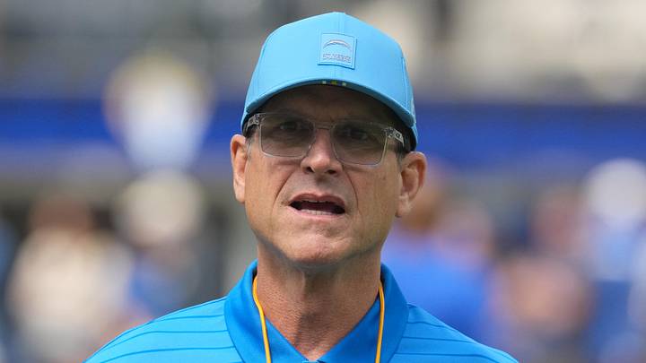 Aug 16, 2025; Inglewood, California, USA; Los Angeles Chargers coach Jim Harbaugh reacts during the game against the Los Angeles Rams at SoFi Stadium. Mandatory Credit: Kirby Lee-Imagn Images Aug 16, 2025; Inglewood, California, USA; Los Angeles Chargers coach Jim Harbaugh reacts during the game against the Los Angeles Rams at SoFi Stadium. Mandatory Credit: Kirby Lee-Imagn Images