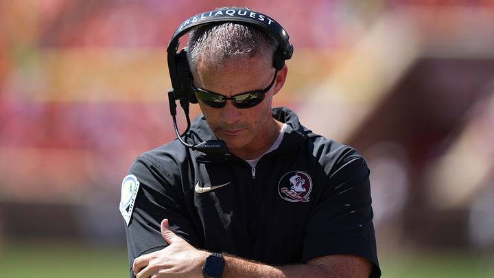 Sep 23, 2023; Clemson, South Carolina, USA; Florida State Seminoles head coach Mike Norvell on the sideline in the second half against the Clemson Tigers at Memorial Stadium. Mandatory Credit: David Yeazell-USA TODAY Sports Sep 23, 2023; Clemson, South Carolina, USA; Florida State Seminoles head coach Mike Norvell on the sideline in the second half against the Clemson Tigers at Memorial Stadium. Mandatory Credit: David Yeazell-USA TODAY Sports