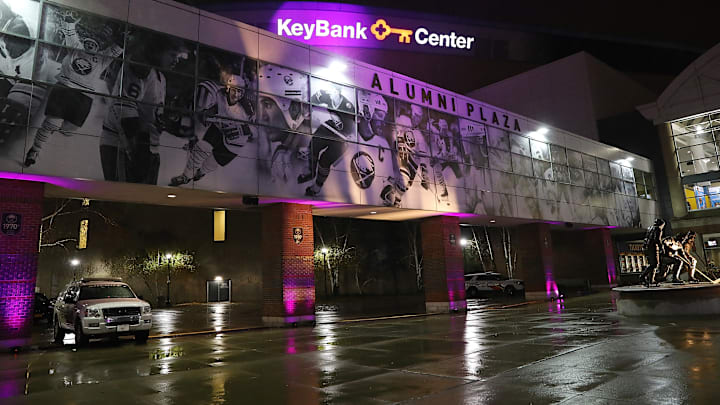 Alumni Plaza at the KeyBank Center in Buffalo, New York, home of the NHL's Buffalo Sabres. Alumni Plaza at the KeyBank Center in Buffalo, New York, home of the NHL's Buffalo Sabres.
