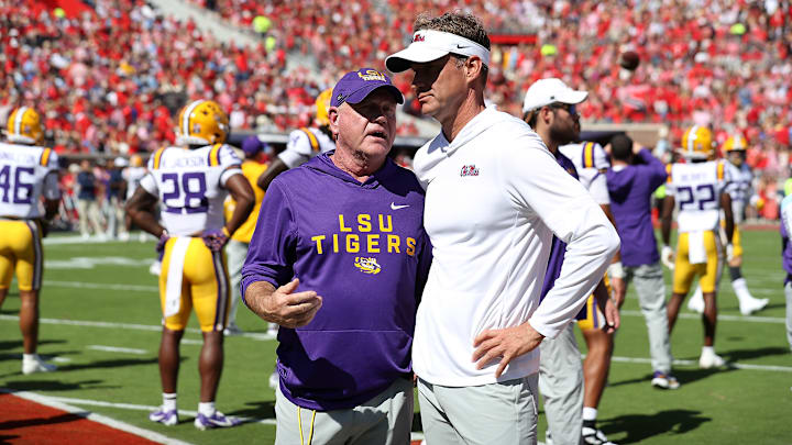 Brian Kelly, Lane Kiffin, LSU v Ole Miss Brian Kelly, Lane Kiffin, LSU v Ole Miss