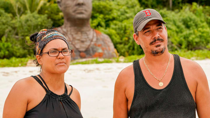 "I Was Born at Night, But Not Last Night" - Sandra Diaz-Twine and Boston Rob Mariano on the Seventh episode of SURVIVOR: Island of Idols airing Wednesday, Nov. 6 (8:00-9:01 PM, ET/PT) on the CBS Television Network. Photo: Robert Voets/CBS Entertainment ©2019 CBS Broadcasting, Inc. All Rights Reserved.
