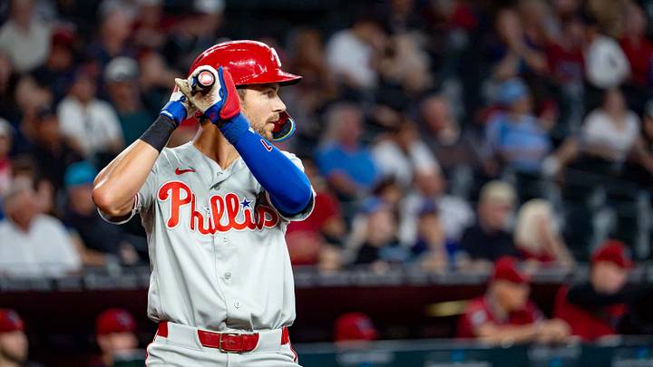 Philadelphia Phillies shortstop Trea Turner (7) at bat against the Arizona Diamondbacks at Chase Field in Phoenix on Sept. 2, 2026. Philadelphia Phillies shortstop Trea Turner (7) at bat against the Arizona Diamondbacks at Chase Field in Phoenix on Sept. 2, 2026.