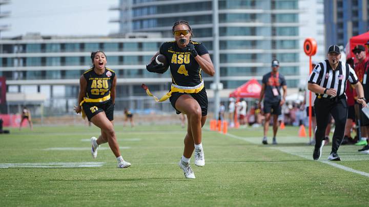 Competitive women’s flag football has seen growth ahead of the 2028 Olympics in Los Angeles. Competitive women’s flag football has seen growth ahead of the 2028 Olympics in Los Angeles.