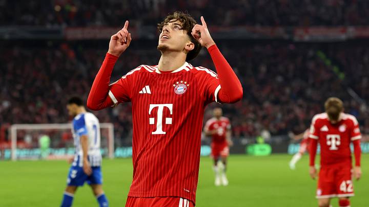 David Santos Daiber celebrates his first goal for Bayern Munich